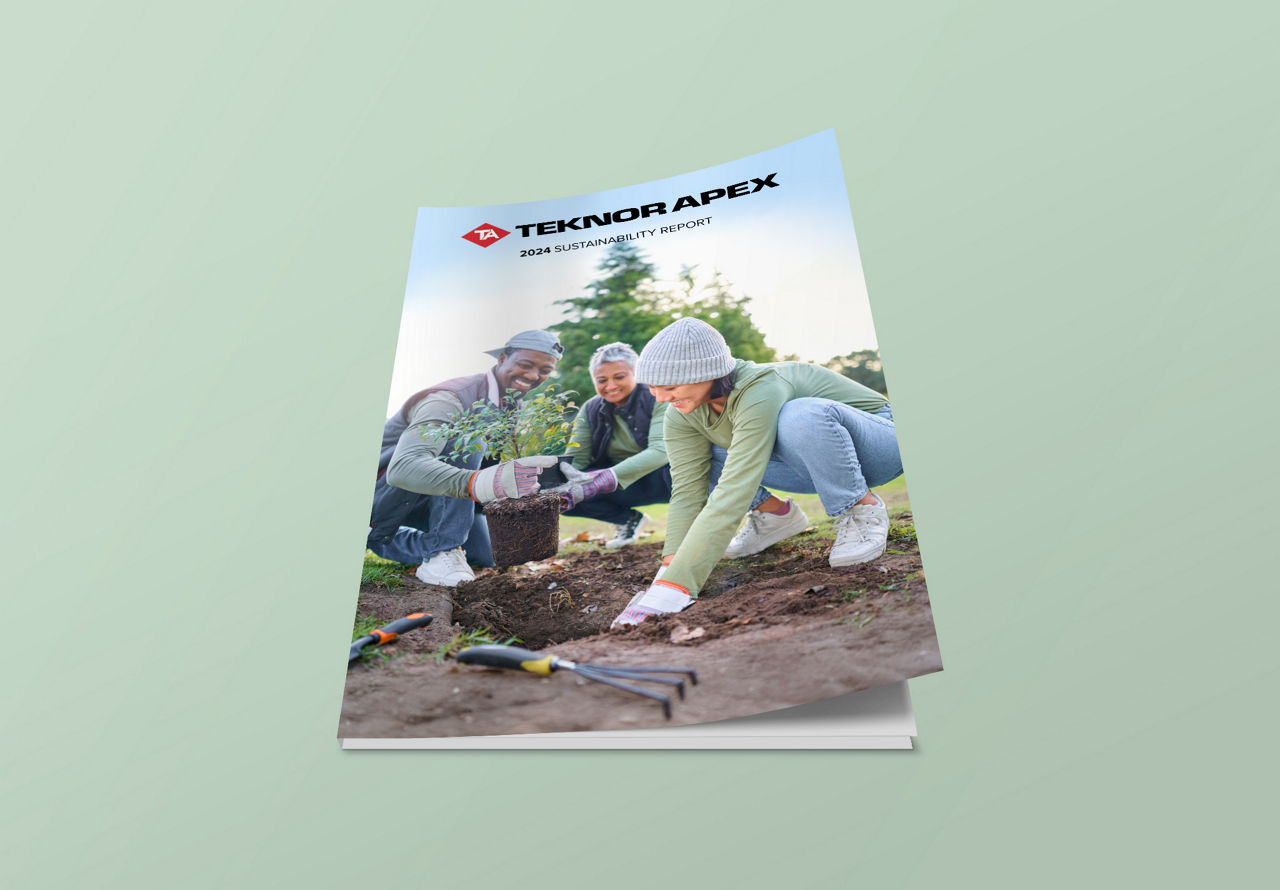 a brochure with an annual report on green background