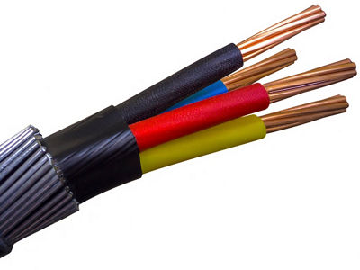 electrical power armored cable on insulated background