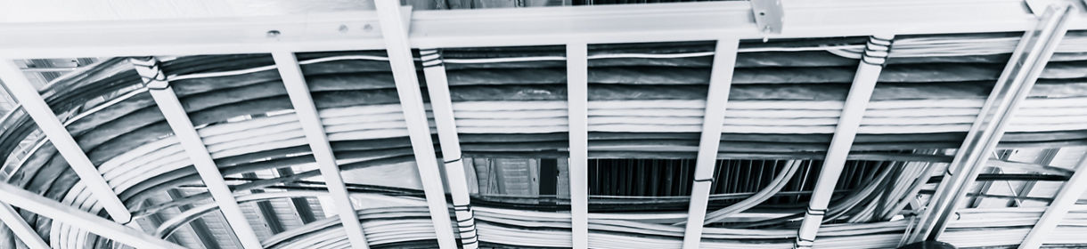 data and electrical communication cables in a cableway on the roof