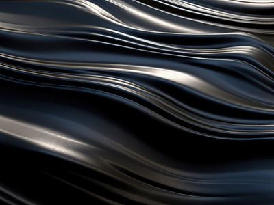 Close-up texture of liquid shiny metal in silver black color with highlights and shimmers. Liquid metallic texture, backdrop for web promotion. Generative AI 3d render illustration imitation.