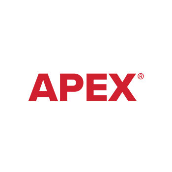 红色粗体字母 APEX 拼写为亮红色，右侧有注册商标符号