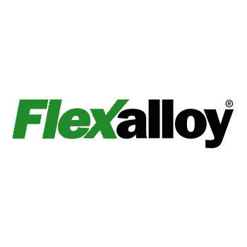 A registered trademarked logo with the word Flex in darker green and the word alloy in black with registered mark symbol to the right