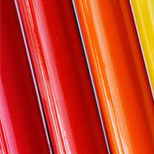 Colorful red and orange shiny tubes