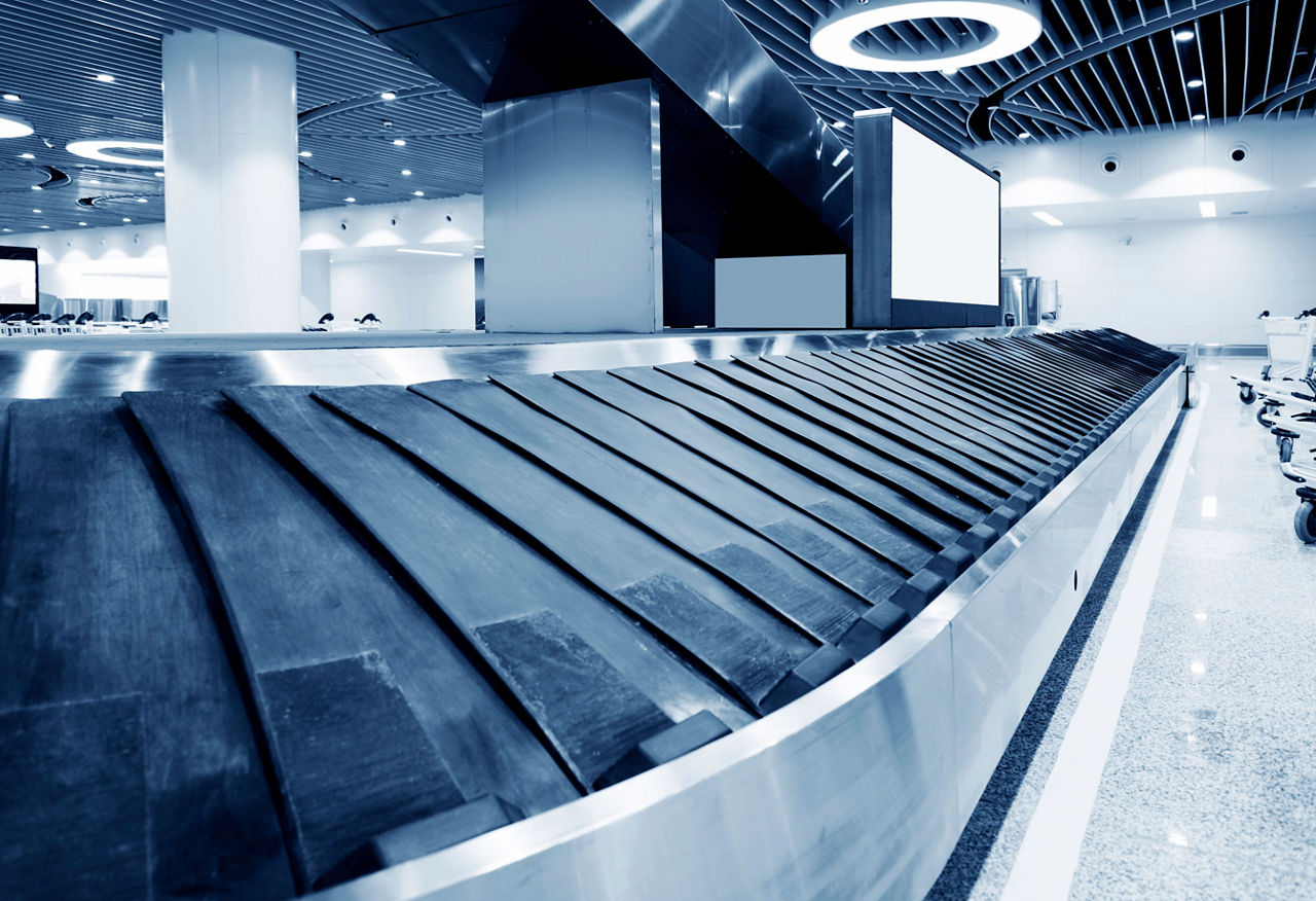 Empty baggage claim area in a airport.