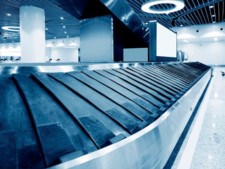 Empty baggage claim area in a airport.